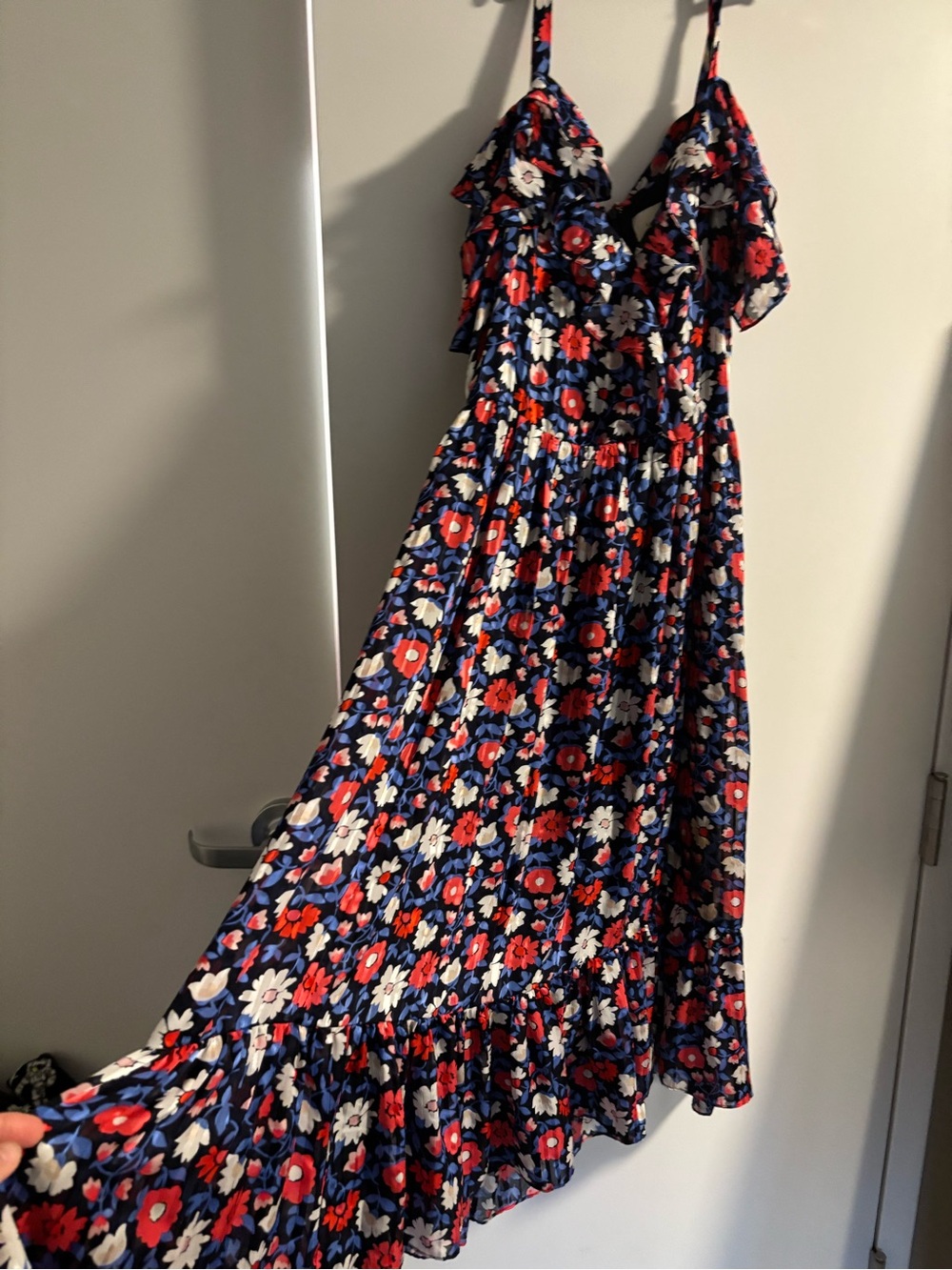 kate spade Navy Floral Midi Dress with Red, White & Blue Flowers